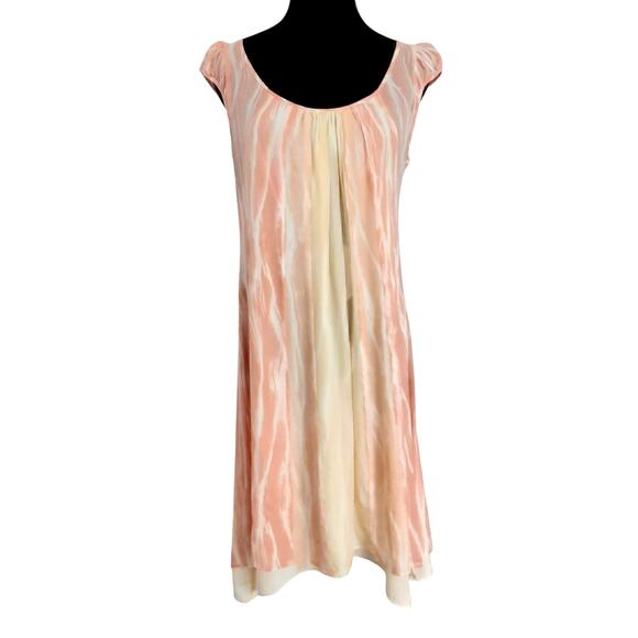 White + Warren 100% Silk Shift Dress Puff Sleeve Scoop Neck Chiffon M Fairycore - Picture 1 of 7